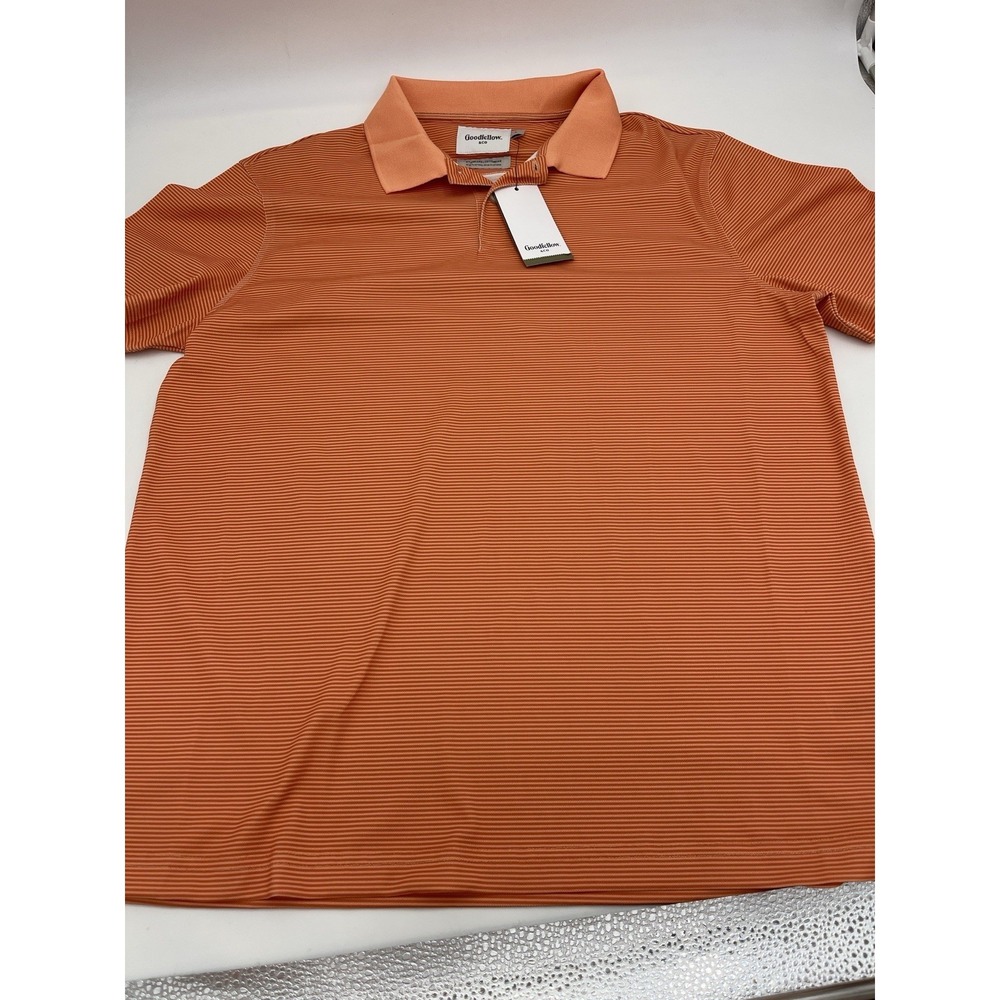 Goodfellow Polo Shirt Mens L Orange Striped Short Sleeve NWT